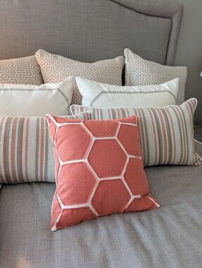 NICHE orange hexagon pillow + feather insert 18"